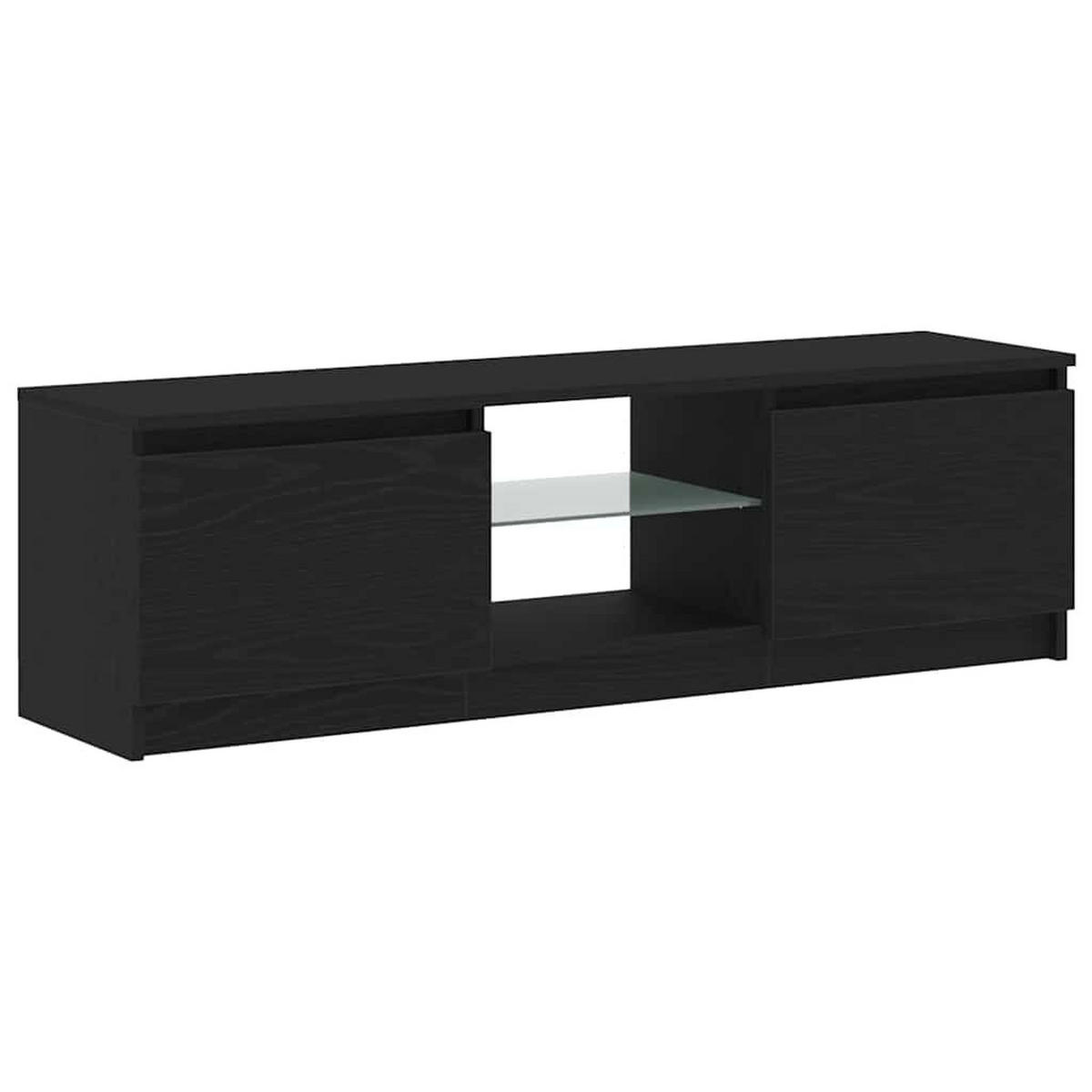 TV-SCHRANK Mit Led-Leuchten Schwarz Eichen-Optik 120/30/36 Cm - Schwarz, Holzwerkstoff (30/36/120cm) - vidaXL
