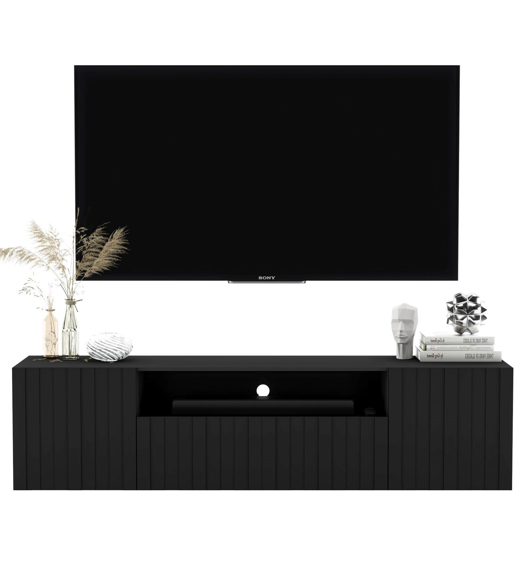 TV-SCHRANK Elpis2 Schwarz Matt Glamour 150 cm - Schwarz, Holzwerkstoff (150/37.5/36.5cm) - Meble Lindner