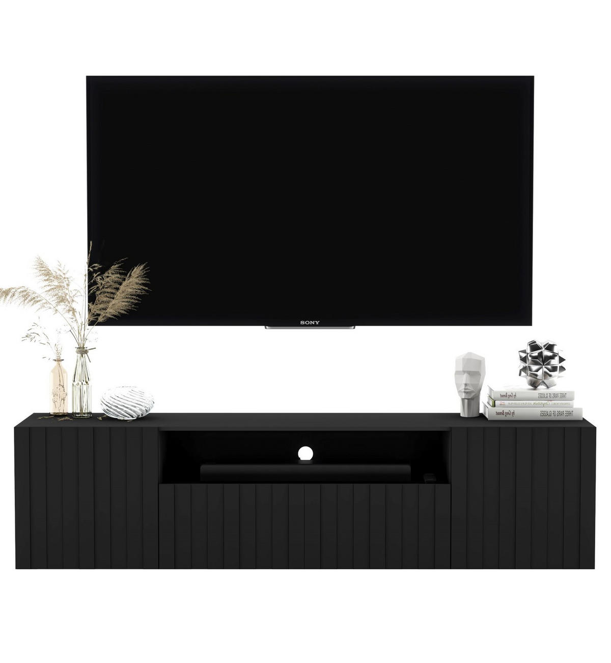 TV-SCHRANK Elpis2 Schwarz Matt Glamour 150 cm - Schwarz, Holzwerkstoff (150/37.5/36.5cm) - Meble Lindner