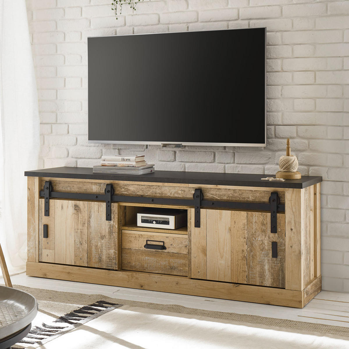 LOWBOARD Shelton-61 - Braun, Holzwerkstoff (162/61/43cm) - Lomado