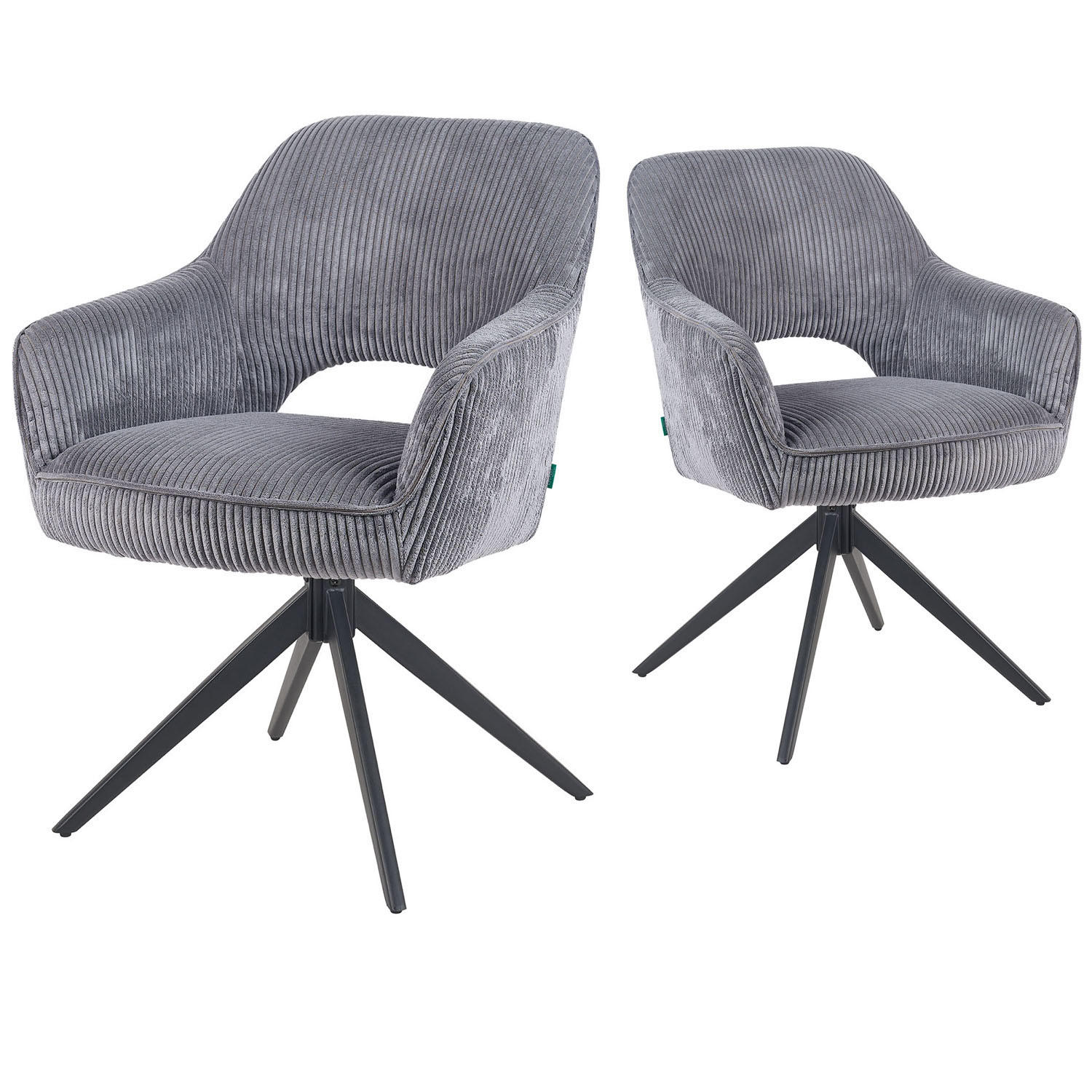 DREHSTUHL Mika-Nils - Schwarz/Grau, Textil/Metall (60/87/65cm) - DUBI Möbel