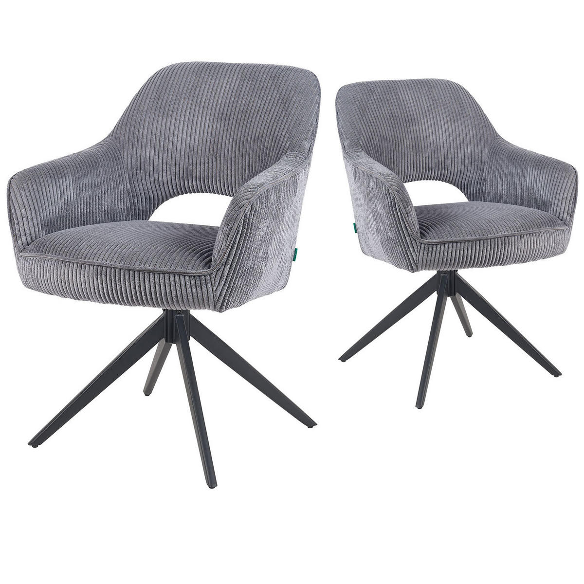 DREHSTUHL Mika-Nils - Schwarz/Grau, Textil/Metall (60/87/65cm) - DUBI Möbel