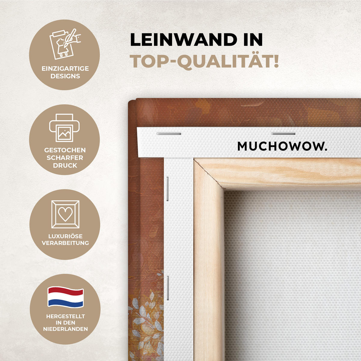 LEINWANDBILD Abstrakt - Baum - Weiß - Blätter Room Decor 30x40 cm - Braun, Textil (30/40cm) - MuchoWow