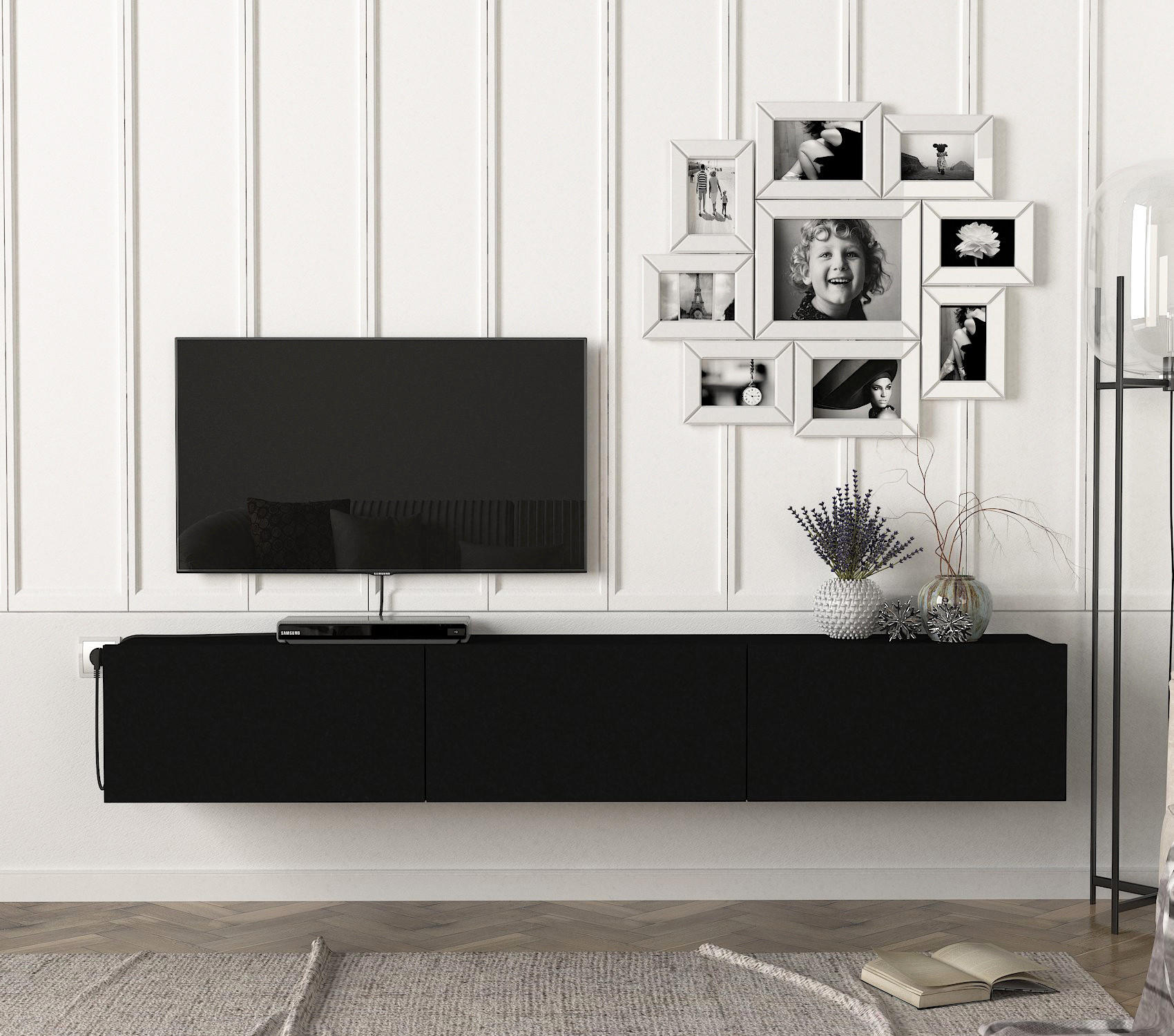 TV-LOWBOARD Hängend Damla Schwarz - Schwarz, Holzwerkstoff (180/29.5/29.5cm) - moebel17