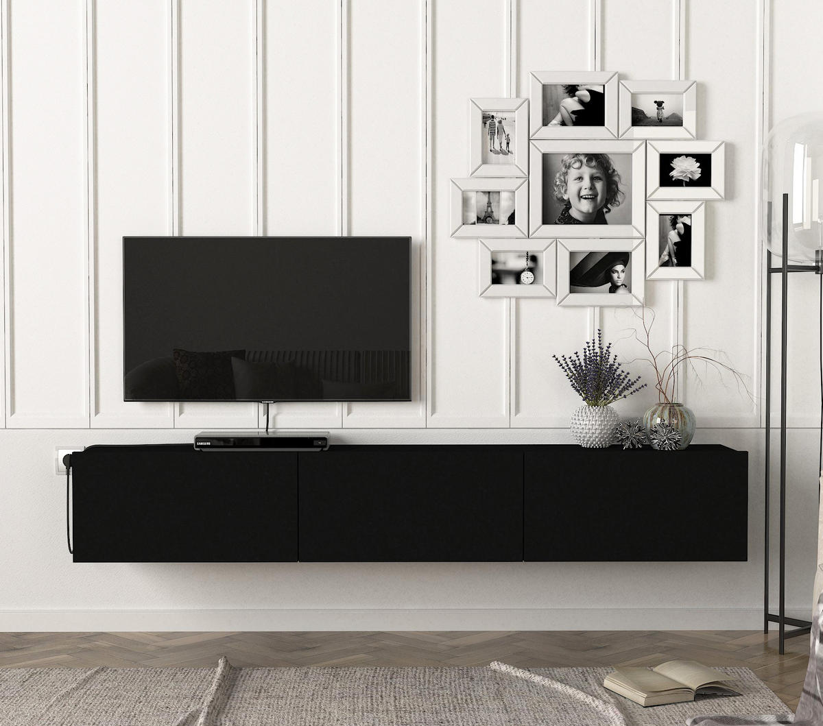 TV-LOWBOARD Hängend Damla Schwarz - Schwarz, Holzwerkstoff (180/29.5/29.5cm) - moebel17