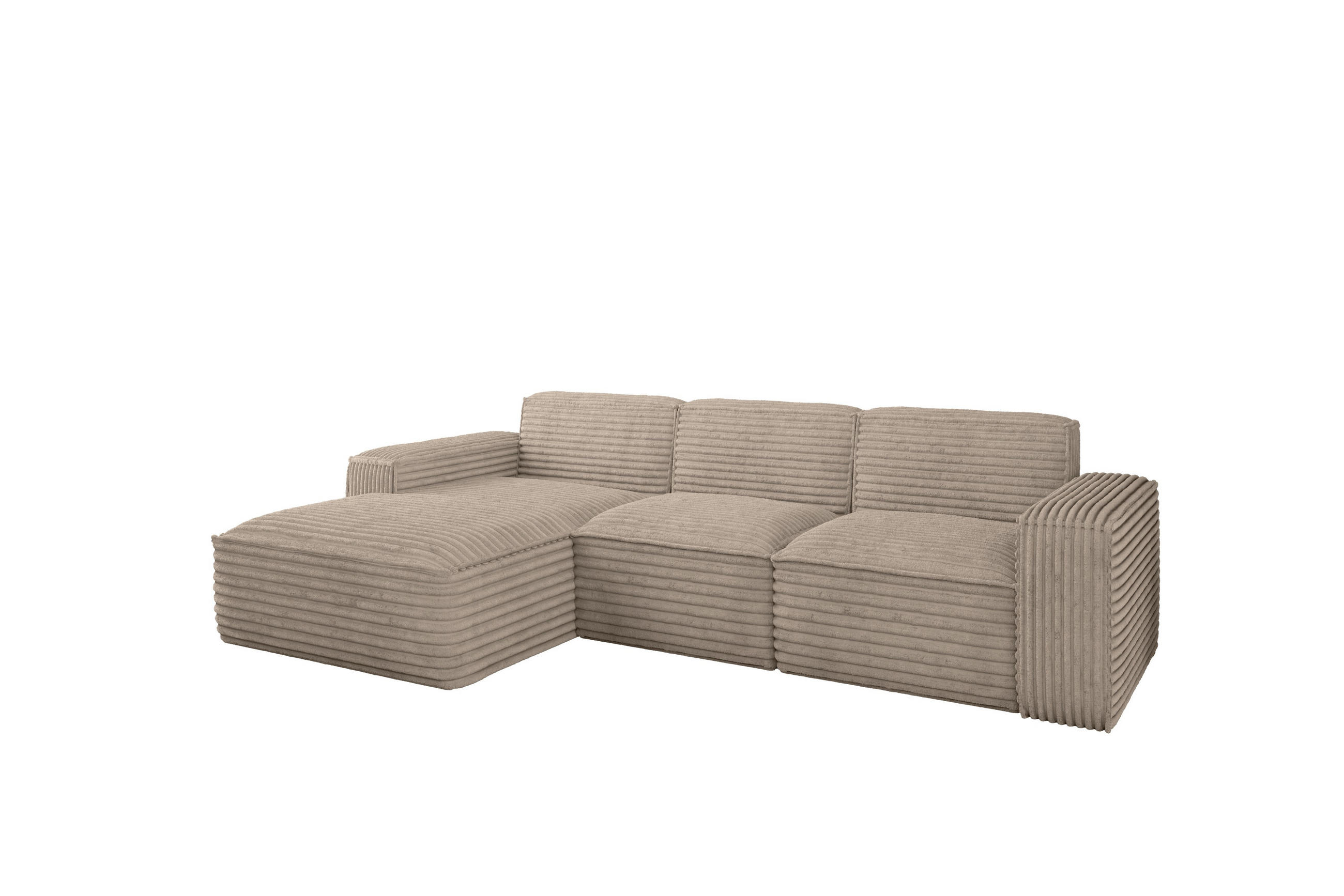 ECKSOFA L-Form Siena Stoff Velo Beige Links - Beige, Holz/Kunststoff (165/266cm) - Kaiser Möbel