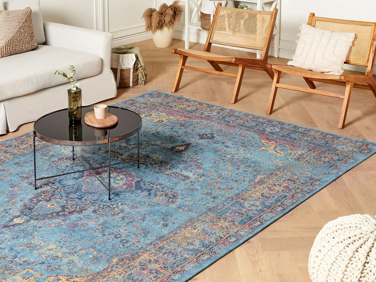 KURZFLOR-TEPPICH Kansu 300/200 cm - Blau, Textil (200/300cm) - Beliani