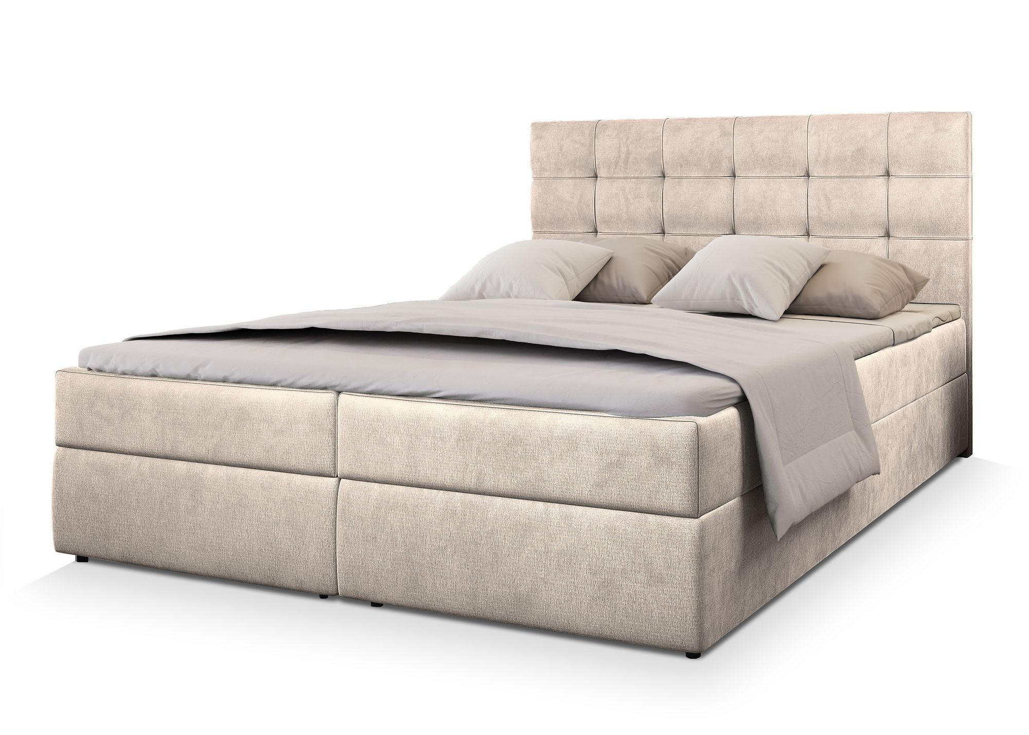 BOXBETT GLOS M 140x200 cm mit Matratze und Topper - Beige - Beige, Holz (140/200cm) - MASSENO