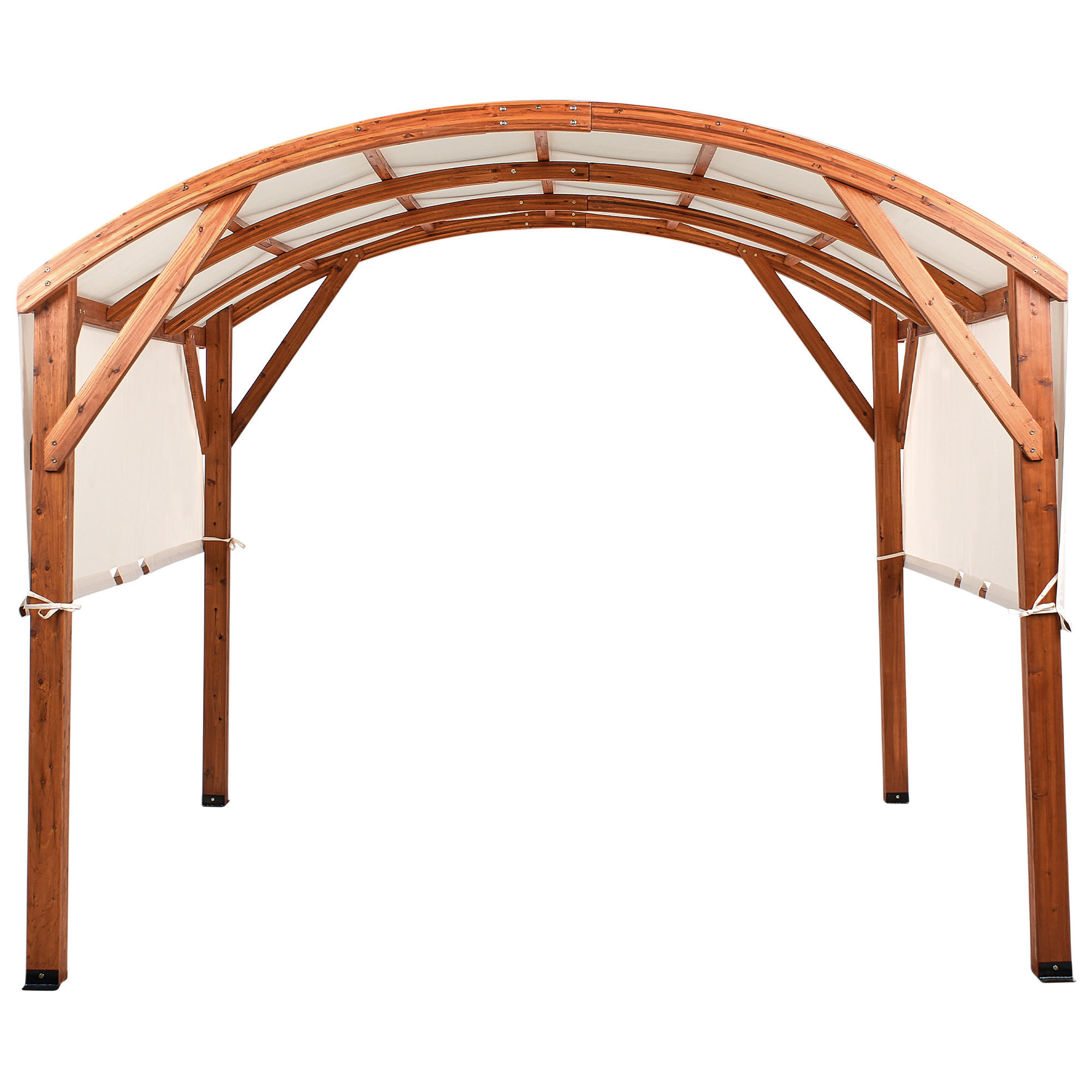 ZAHRADNÍ PAVILON Jedlové dřevo 303/300 cm Hnědý/Béžový Scopello - bílá/krémová, dřevo (303/257/300cm) - Beliani