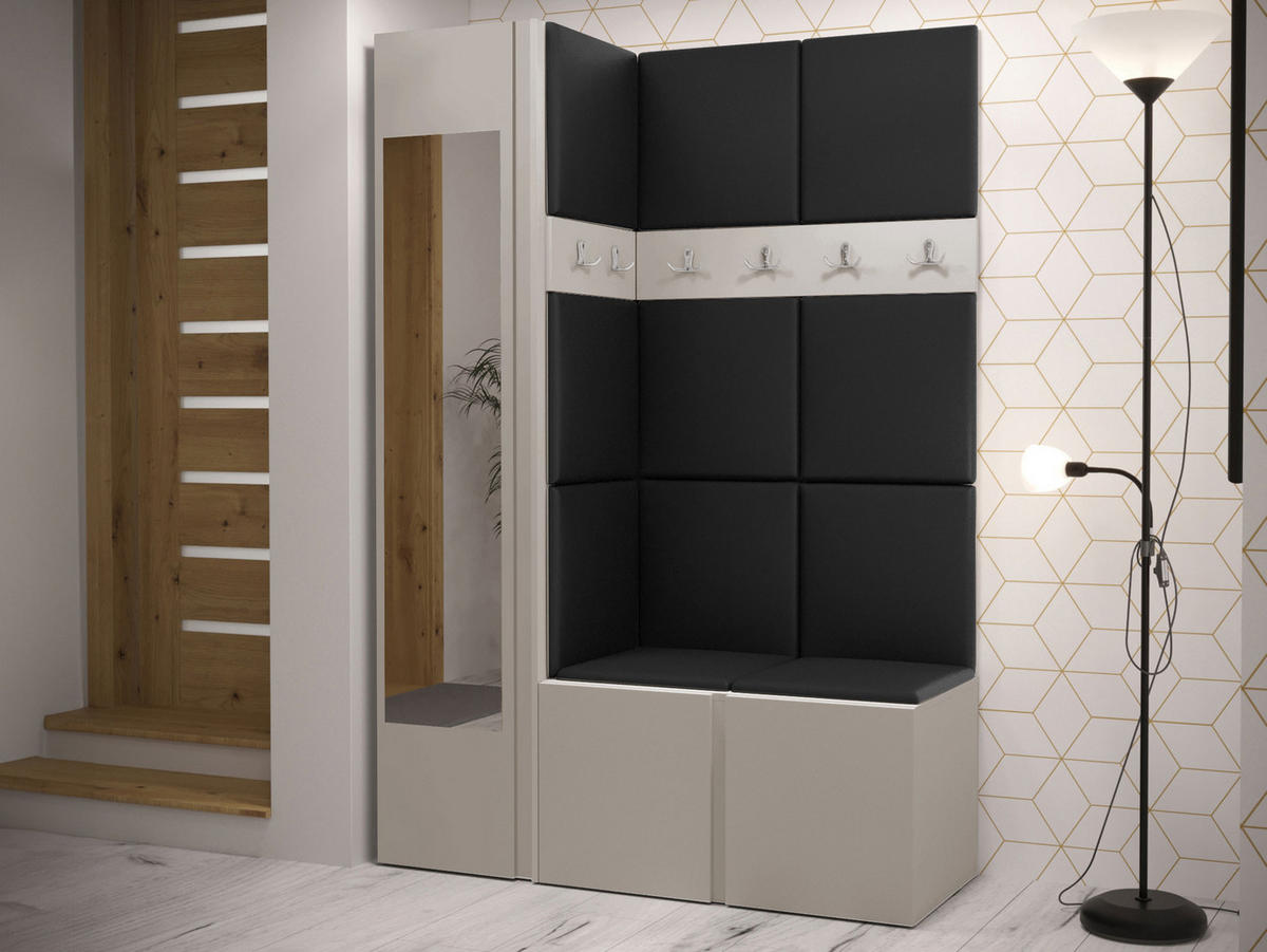 GARDEROBEN-SET Orion X - Kaschmir/Schwarz, Holzwerkstoff/Kunststoff (124/186/46cm) - MIRJAN24