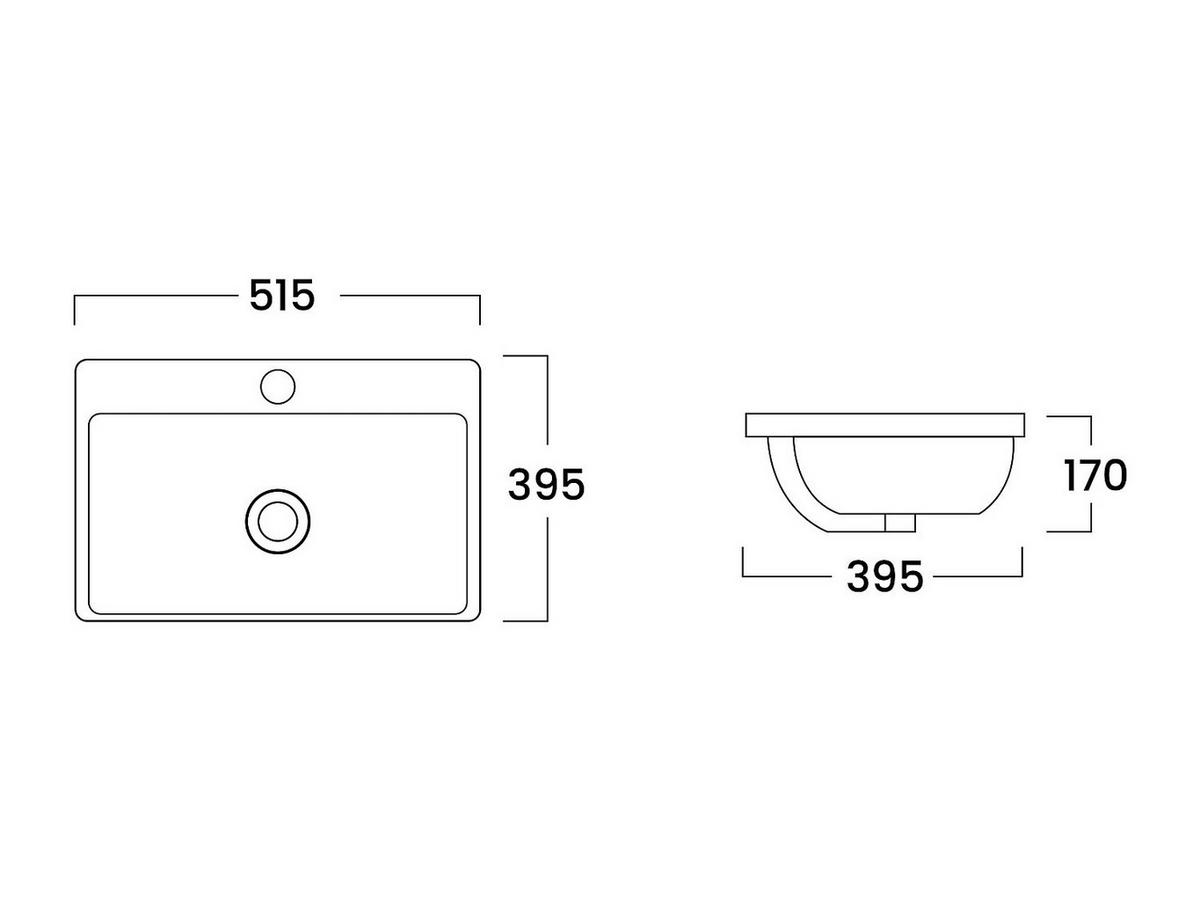 HALBEINBAUWASCHBECKEN rechteckig - Keramik - 51,5 cm - Weiß - YASMAC II - Weiß, Keramik (51.5/17/39.5cm) - Vente-Unique
