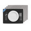 TISCHSET Struktur ( 4er Set ) abwischbares Lederimitat Platzdeckchen 46x33cm - Doppelseitiges ( Schwarz / Hellgrau ) Kunstleder Platzset - Hellgrau, Kunststoff (33/46cm) - Bestlivings