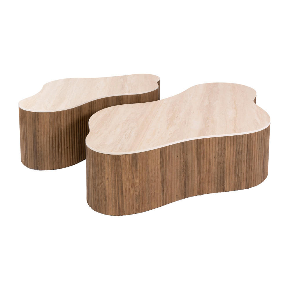 COUCHTISCH Set CERAMO GRANDE 2-teilige XXL-Loungetische im Monolith-Design - Hellbraun/Beige, Keramik (135/75/34cm) - alesvelt