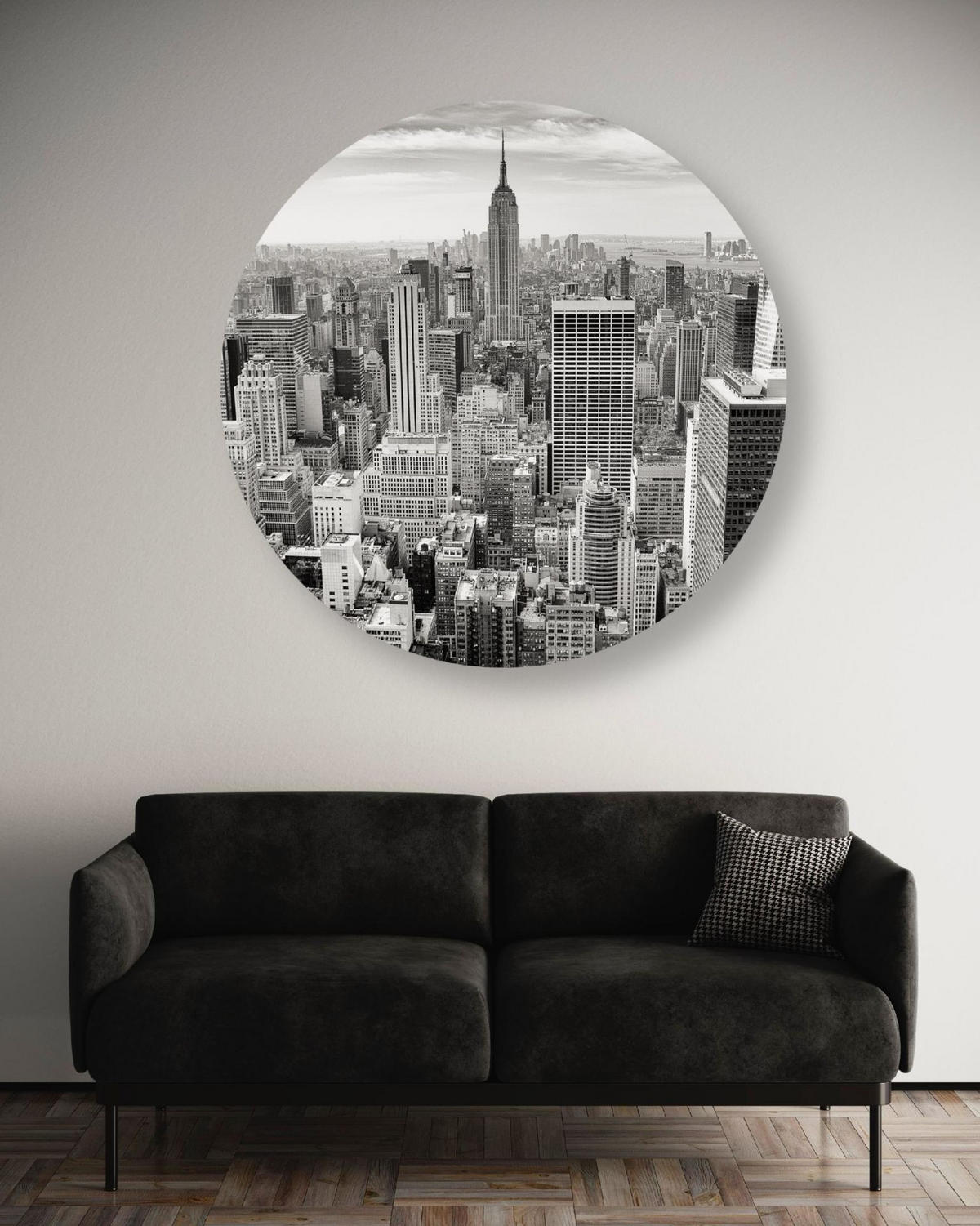 RUNDES BILD Grau 40/40 cm - Weiß/Grau, Textil (40/40cm) - KUNSTLOFT