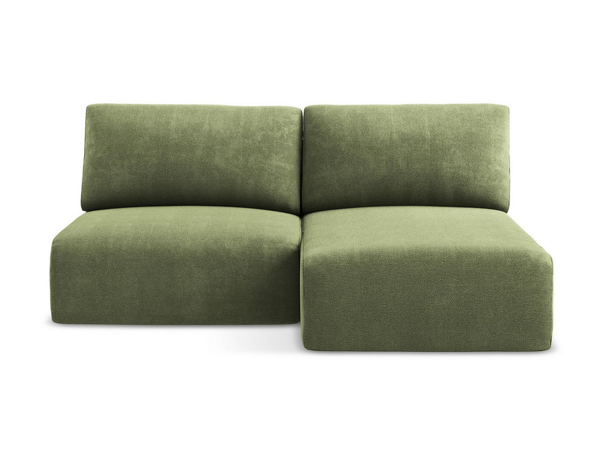 ECKSOFA mit Schlaffunktion rechts Chenille Stoff Grün - Schwarz/Grau, Kunststoff/Textil (210/149cm) - Makamii