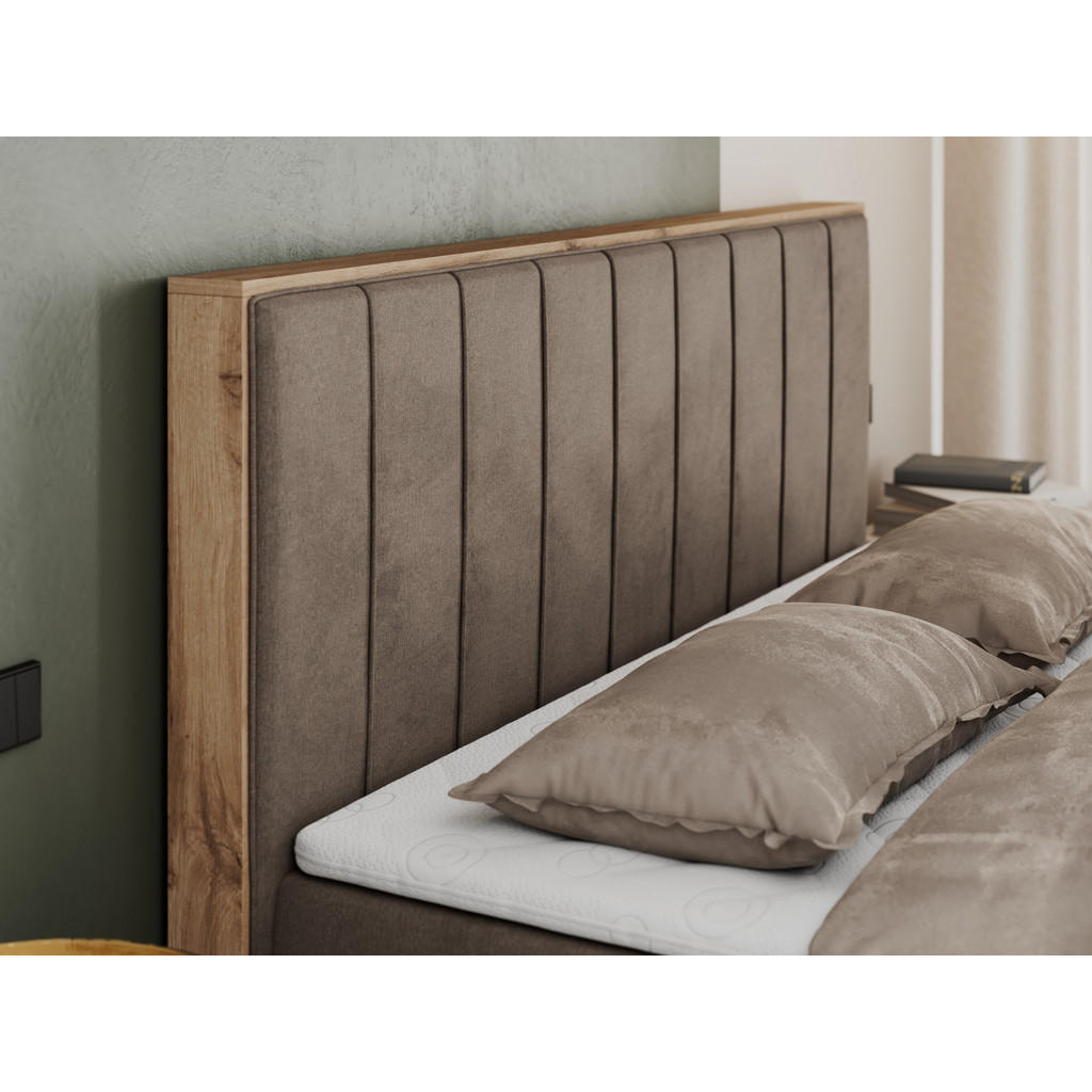 Thumbnail - MKS Boxbett, Braun, Textil, 2-Sitzer, H4, Rechteckig, 140x200 cm, Schlafzimmer, Betten, Boxspringbetten