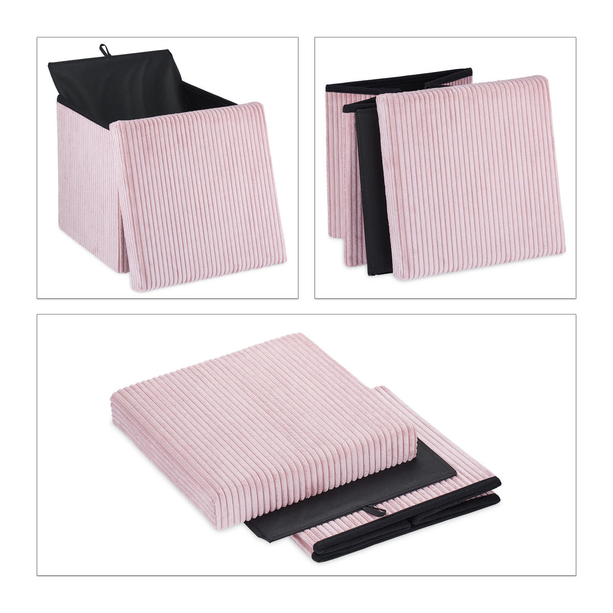 SITZWÜRFEL - Rosa, Holzwerkstoff/Textil (38/38/38cm) - Relaxdays