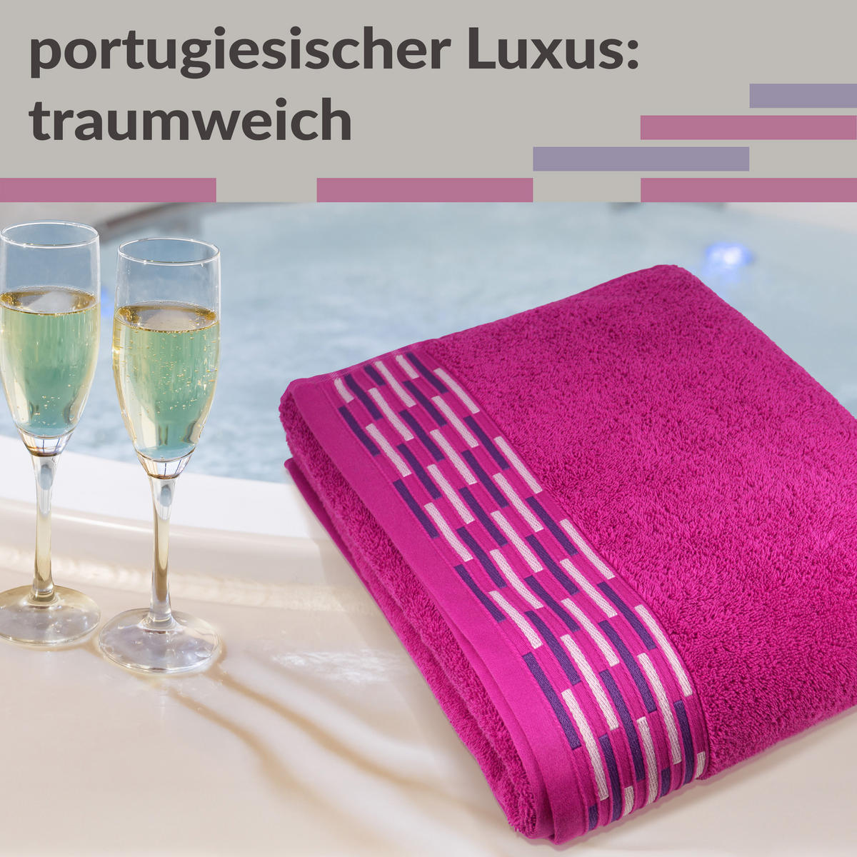 SAUNATUCH Lugano Purpur 80x200 cm - Pink, Textil (80/200cm) - Lashuma