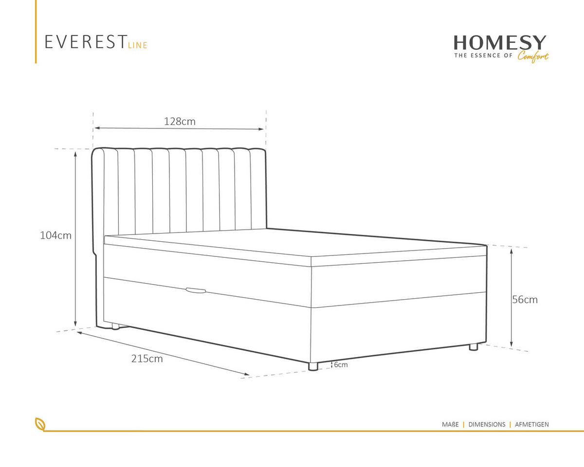 BOXBETT Everest 120 x 200 cm Einzelbett mit hochwertiger Bonell-Matratze und Topper - Dunkelgrau, Holz (120/200cm) - Homesy