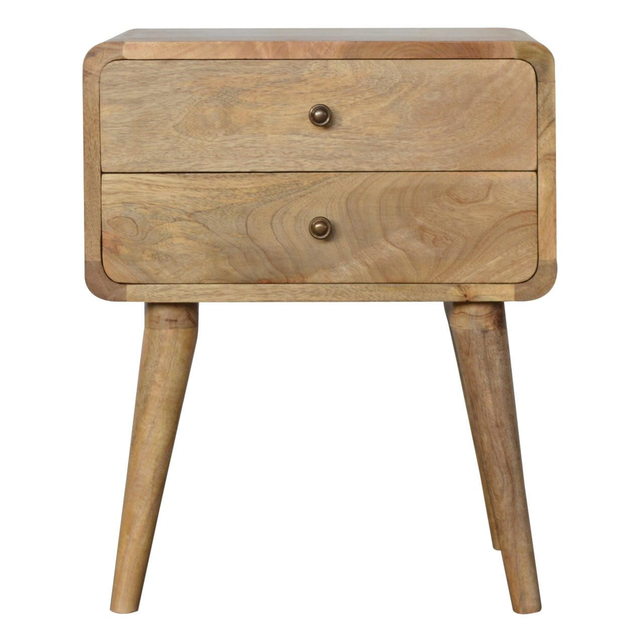 NACHTTISCH mit 2 Schubladen - Messingfarben/Braun, Holz/Metall (45/55/35cm) - Artisan Furniture