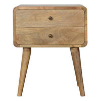 NACHTTISCH mit 2 Schubladen - Messingfarben/Braun, Holz/Metall (45/55/35cm) - Artisan Furniture