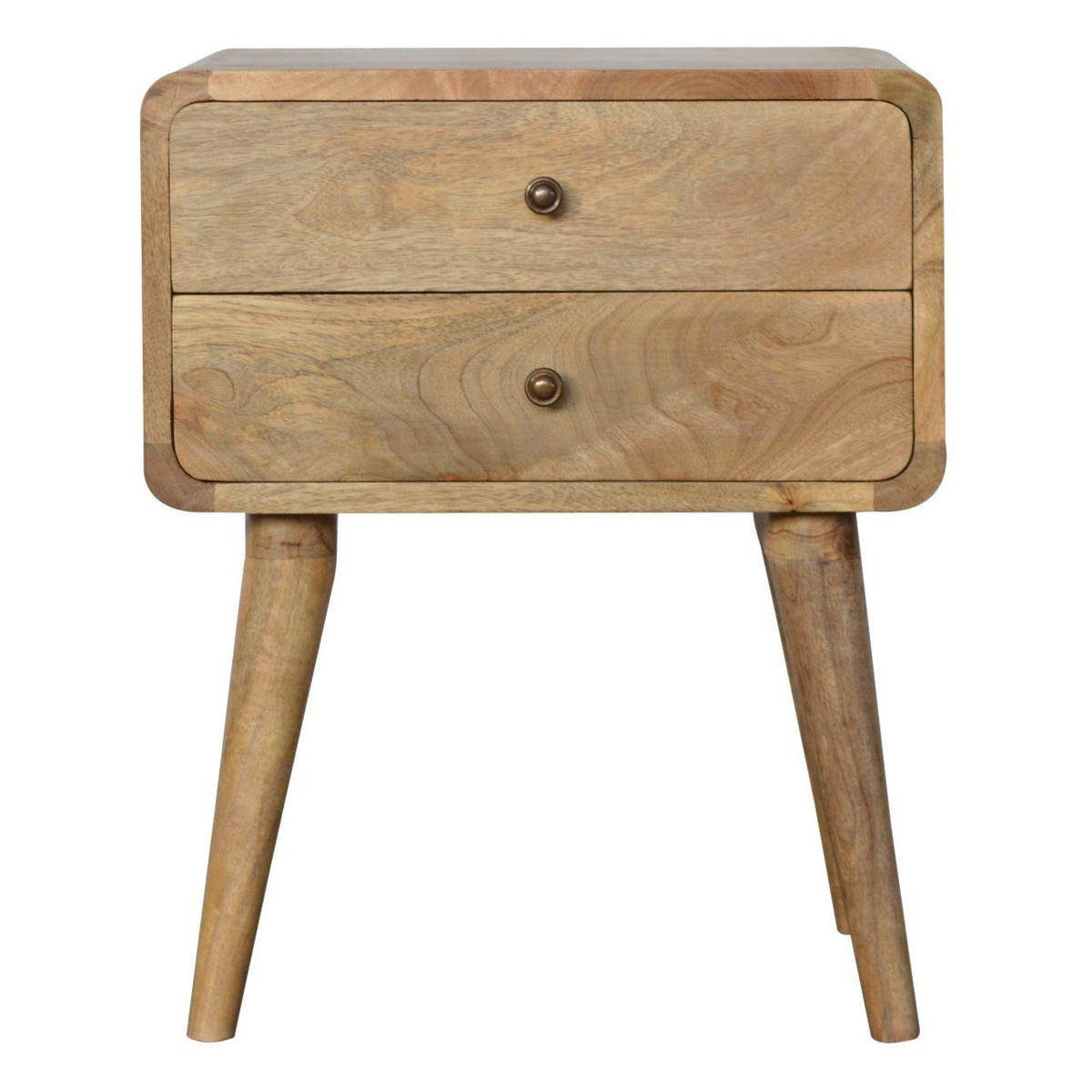 NACHTTISCH mit 2 Schubladen - Messingfarben/Braun, Holz/Metall (45/55/35cm) - Artisan Furniture