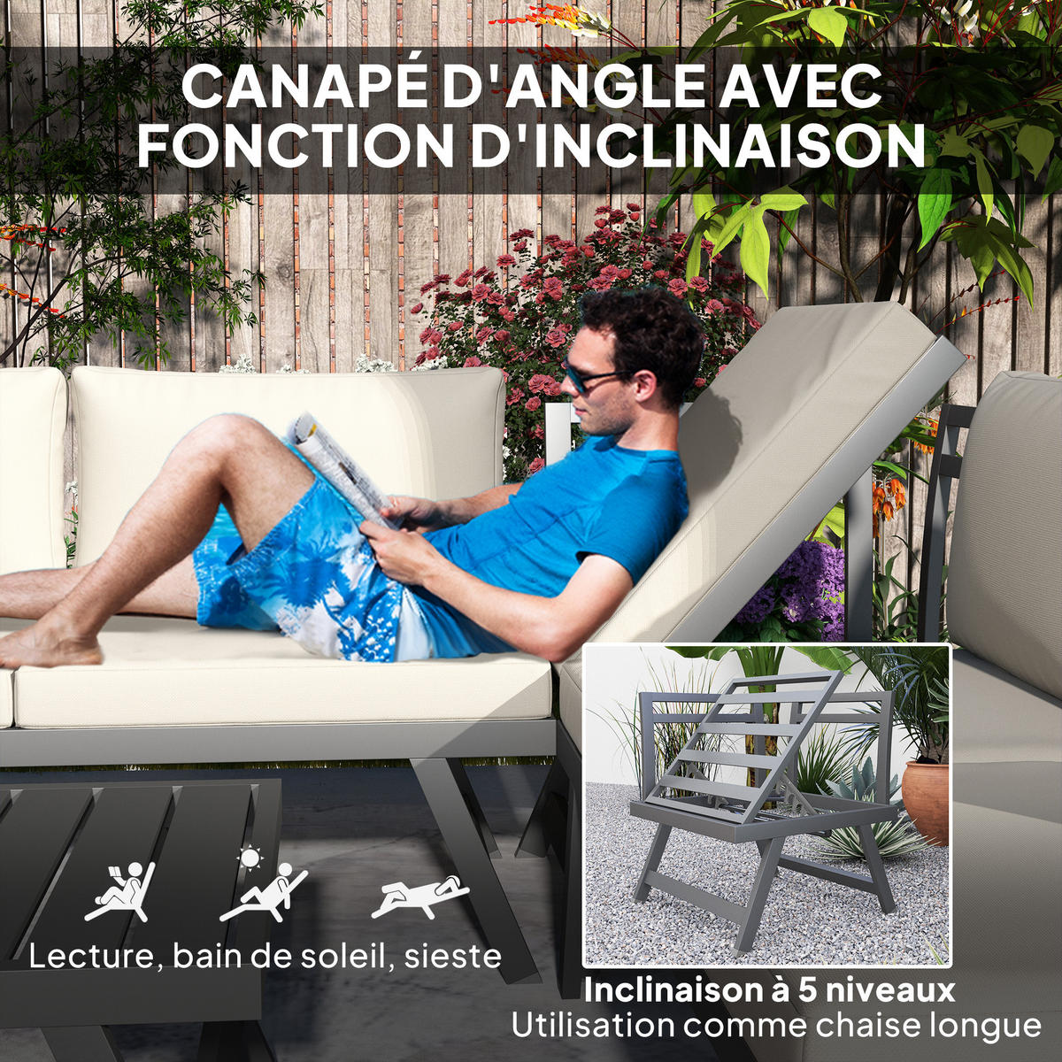 LOUNGEGARNITUR 4-teilig DE-13418 Grau/Beige - Beige, Textil - ComfortXL