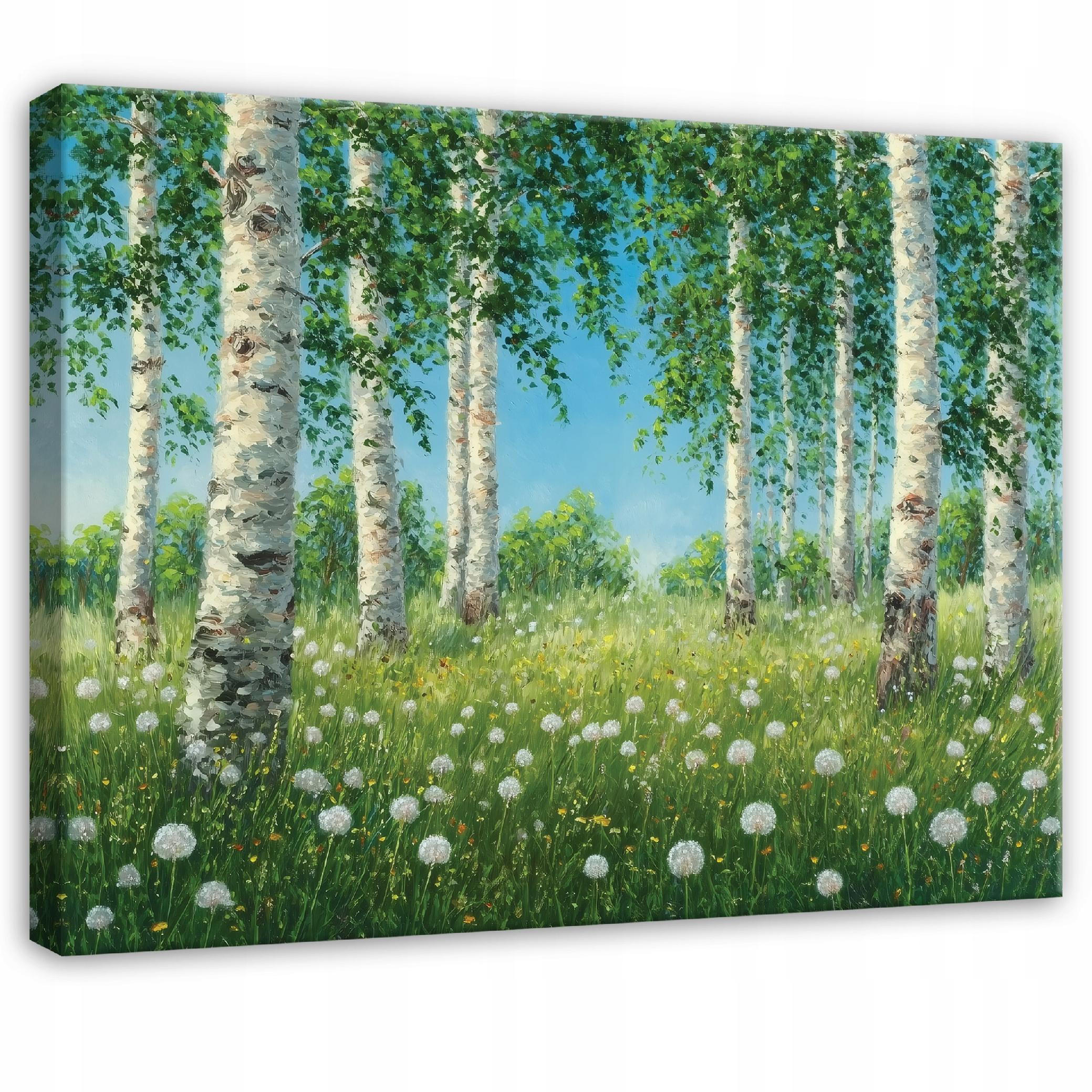 LEINWANDBILD Wald Birken Grün 100x70 cm - Multicolor, Holzwerkstoff (100/70cm) - Wallarena