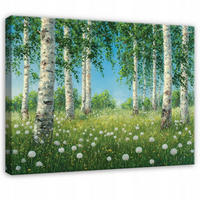LEINWANDBILD Wald Birken Grün 100x70 cm - Multicolor, Holzwerkstoff (100/70cm) - Wallarena