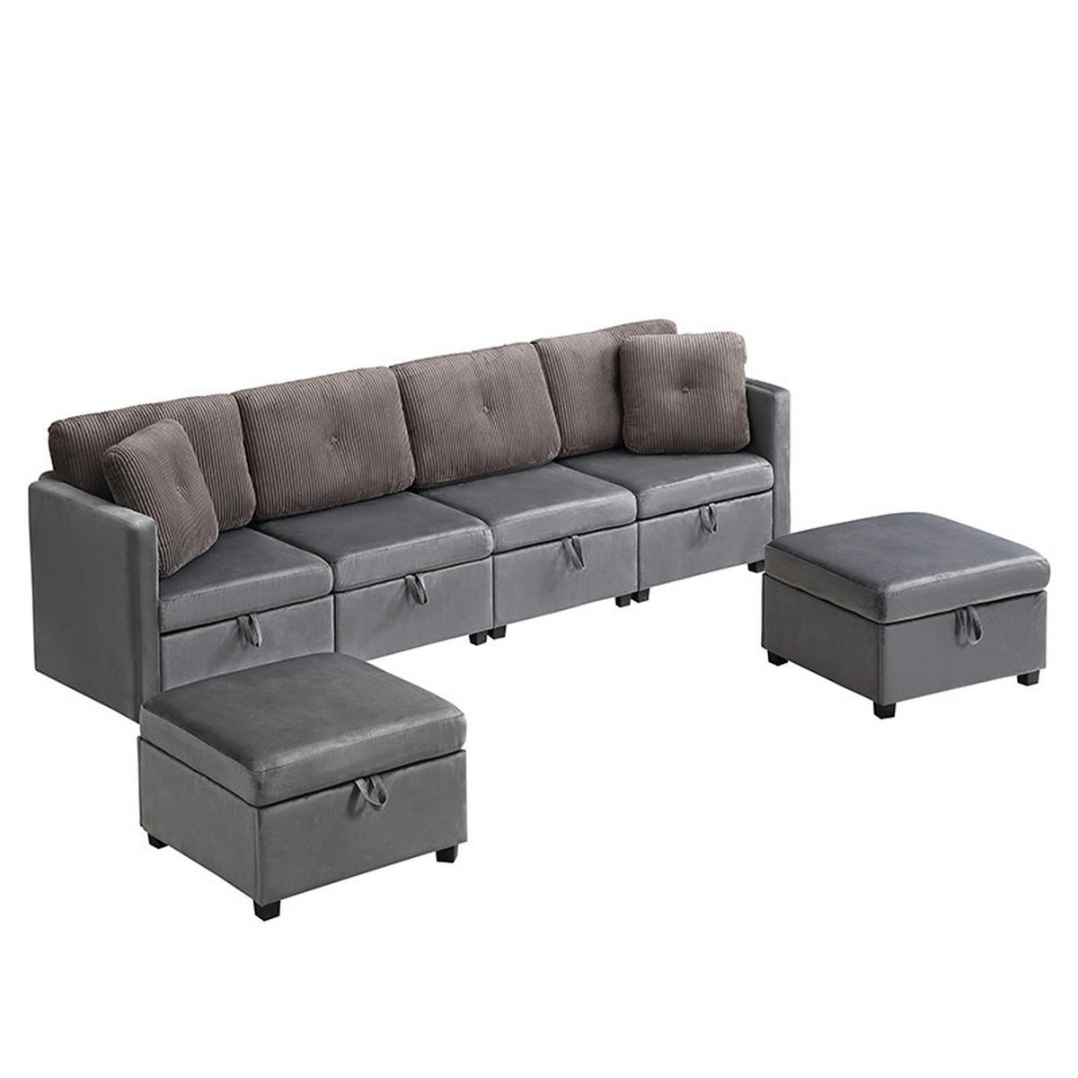 WOHNLANDSCHAFT DE-35393 modular mit Stauraum Grau - Grau, Textil (132.5/85/261cm) - ComfortXL