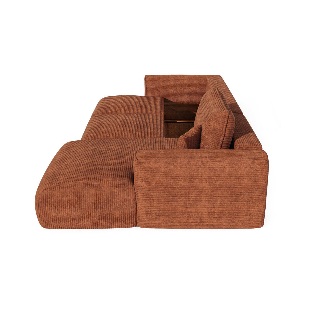 ECKSOFA rechtwinklig COMO Cord Terrakotta 297cm - Dunkelorange/Terracotta, Textil (297/167cm) - Premium Interiors