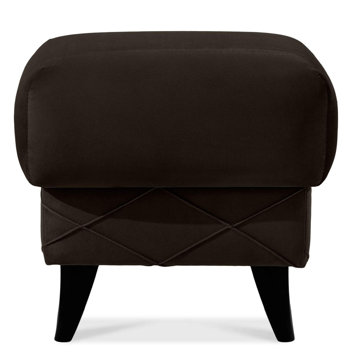 HOCKER GUSTAVO III Fußstütze, Velours, Braun - Braun, Holz/Holzwerkstoff (53/49/53cm) - KONSIMO®