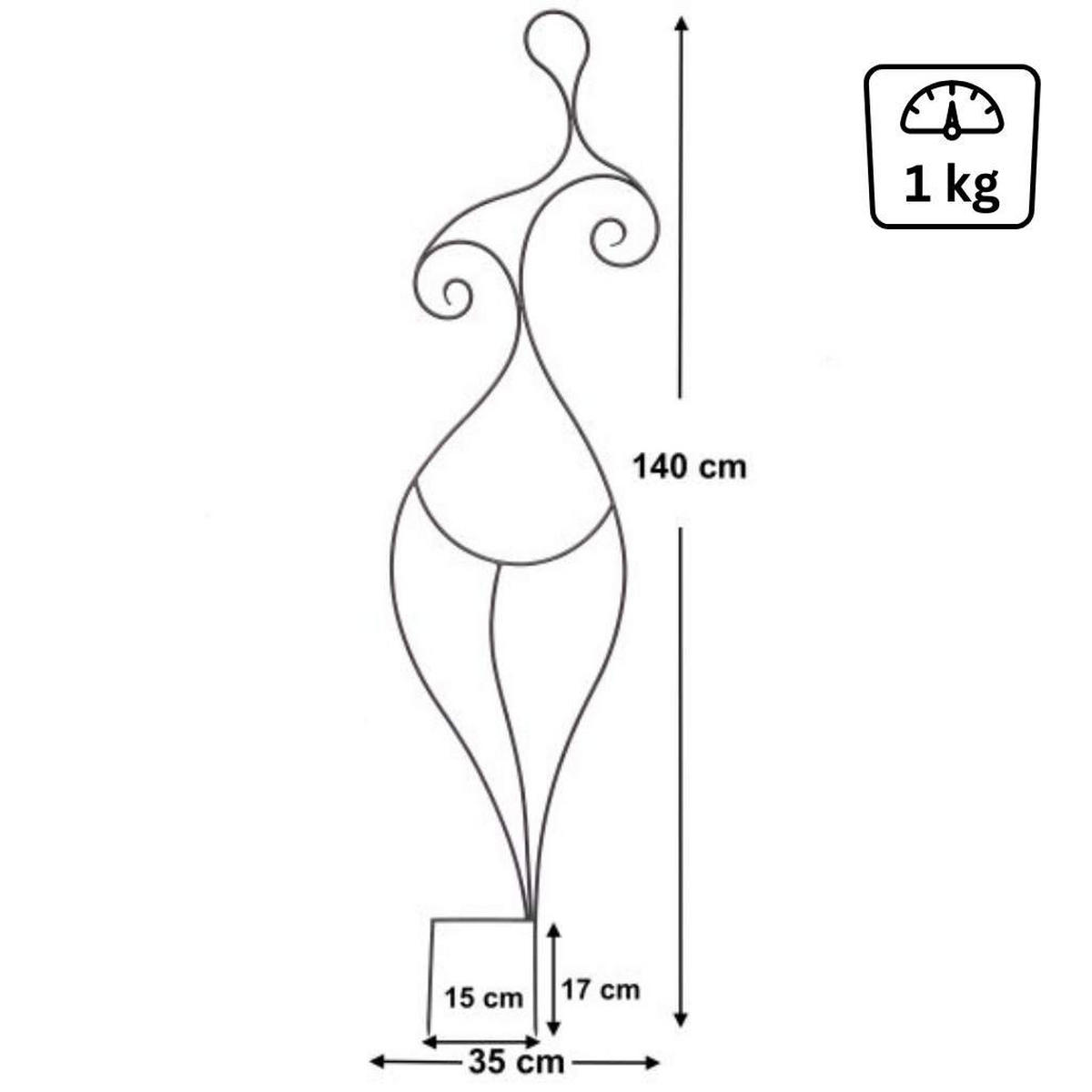 DANDIBO Design Rankhilfe Metall Rankgitter 140 cm Schwarz Frau Lora Kletterhilfe Bodenstecker Blumenhalter Ranksäule - Schwarz, Metall (35/140/1.5cm) - DanDiBo