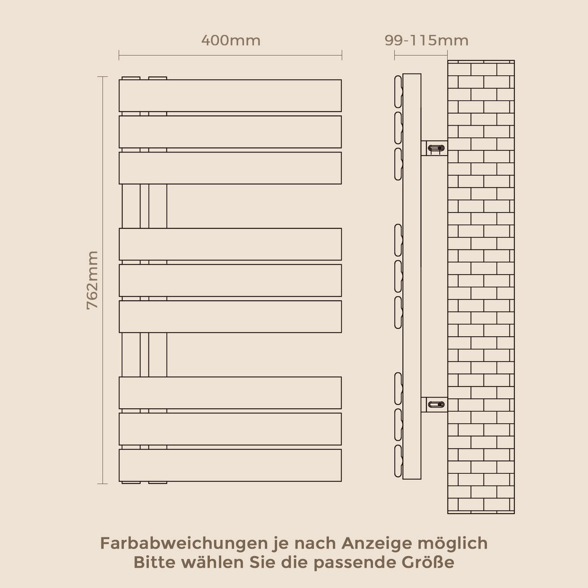 HEIZKÖRPER 76,2/40 cm Anthrazit Warmwasser aus Stahl 360 W mit Mittelanschluss G1/2" - Anthrazit, Metall (40/76.2/5.9cm) - S'AFIELINA