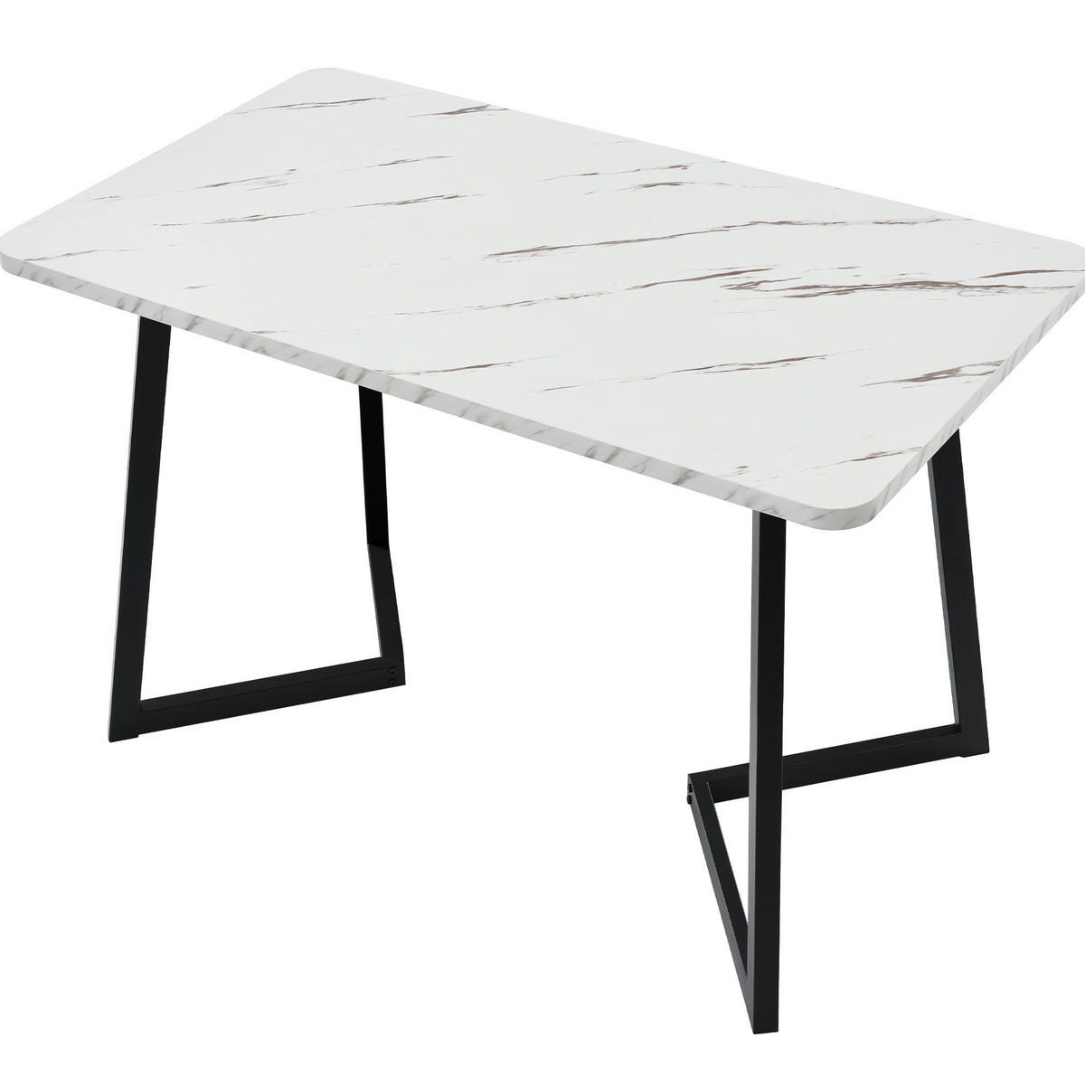 JEDÁLENSKÝ stôl 117/68 cm, MDF v mramorovom dekore, čierno-biely - biela, kompozitné drevo (117/68/75cm) - BEAOK
