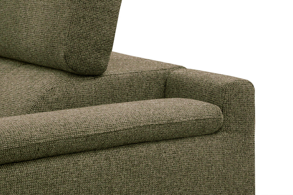 ECKSOFA FIERO 5-Sitzer, olivgrün - Schwarz/Olivgrün, Holzwerkstoff/Textil (158/269cm) - Courtois Laville