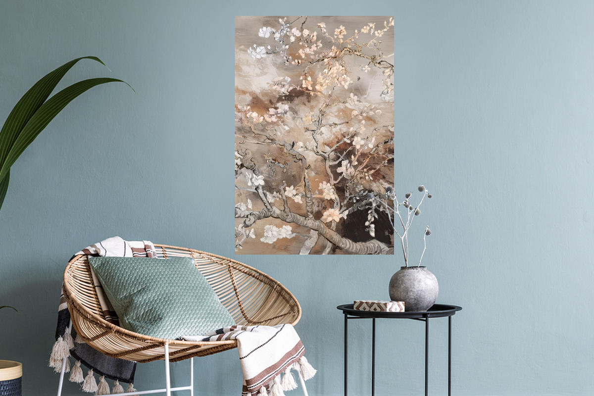 WANDTATTOO Mandelblüte - Kunst - Van Gogh - Beige - Abstrakt 40x60 cm - Braun, Kunststoff (40/60cm) - MuchoWow