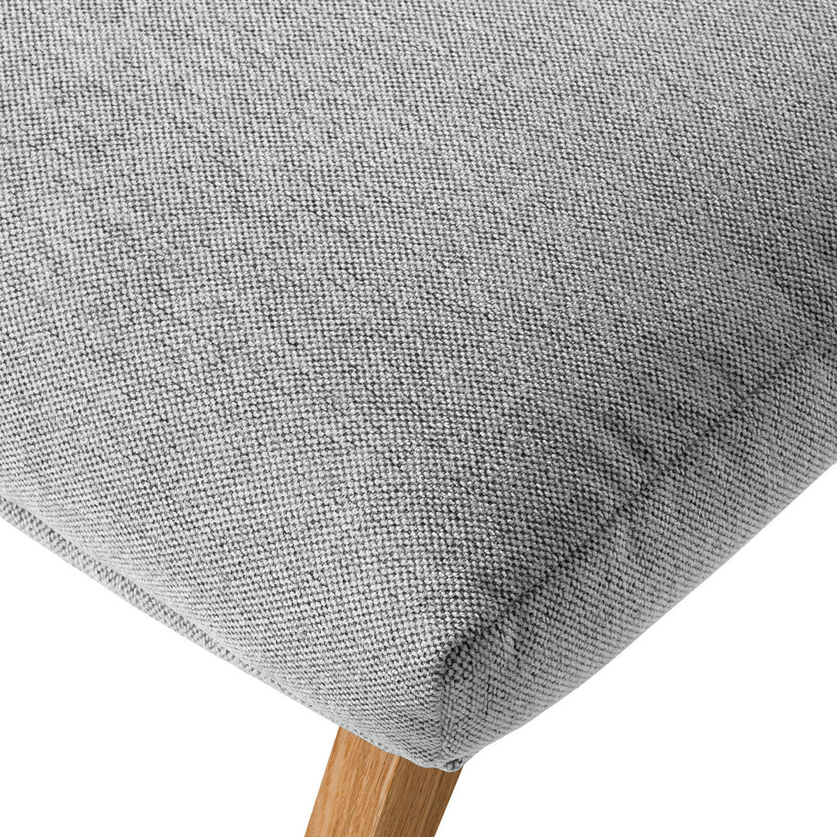 HOCKER mit Holzfüßen - Eichefarben/Hellgrau, Eichenholz/Textil (54/41/41cm) - home24