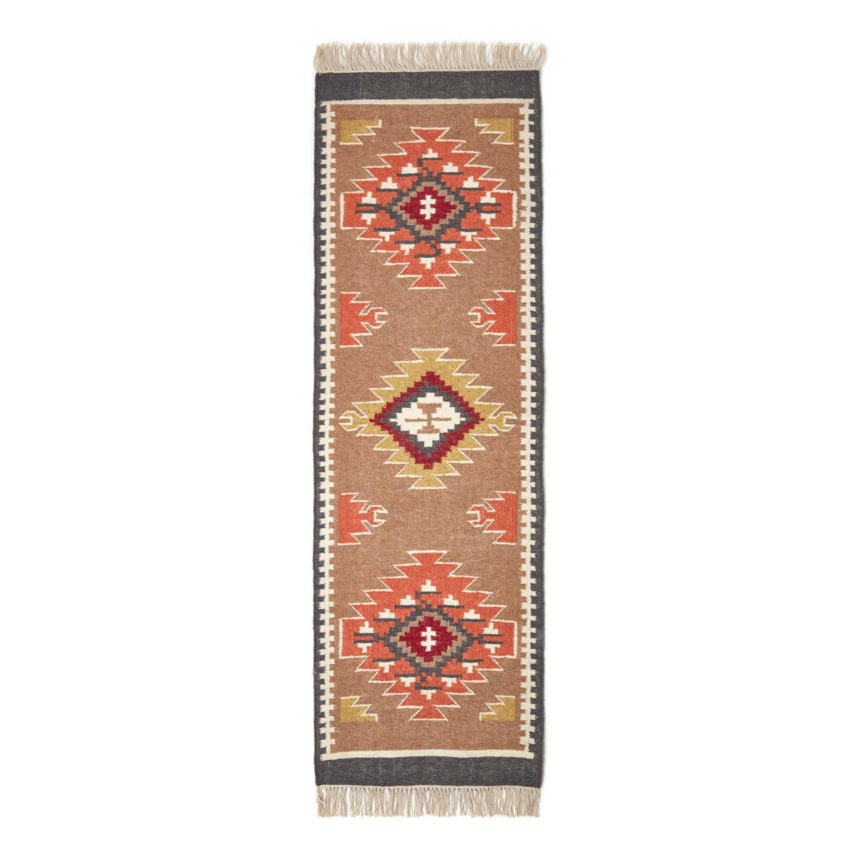 KELIM-TEPPICHLÄUFER Jaipur handgewebt 66/200 cm - Multicolor, Textil (66/200cm) - Homescapes