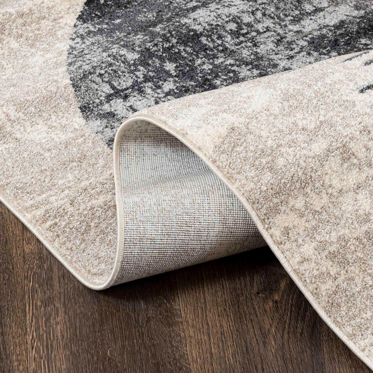 TEPPICH Graphit Geometrisch In-Outdoor Pflanzlich Kurzflor Rechteckig 80 x 150 cm - Graphitfarben, Textil (80/150cm) - Mazovia