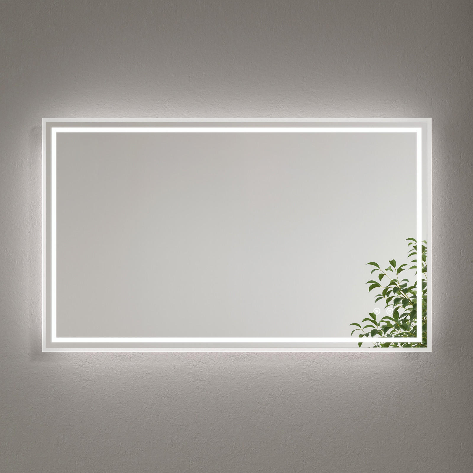 BADSPIEGEL mit Antibeschlag Beleuchtung Touch-Schalter 100/60/3,5 cm - Weiß, Glas (60/3.5/100cm) - EMKE