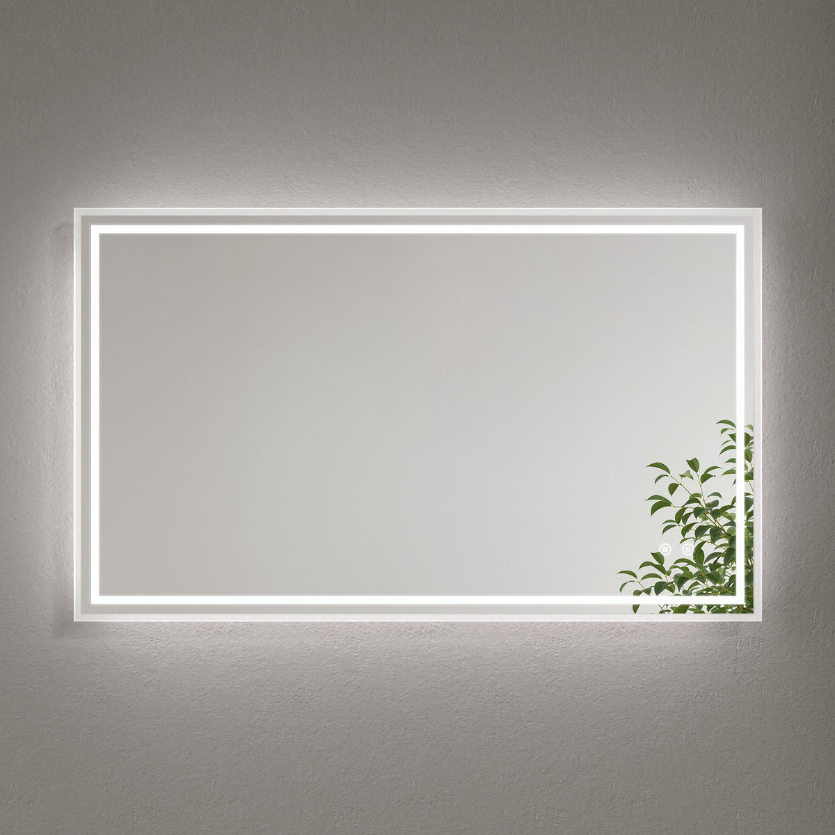 BADSPIEGEL mit Antibeschlag Beleuchtung Touch-Schalter 100/60/3,5 cm - Weiß, Glas (60/3.5/100cm) - EMKE