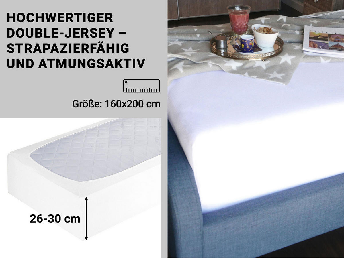 SPANNBETTLAKEN, 160x200 cm, 80% Baumwolle, 20% Polyester, Weiß - Weiß, Naturmaterialien (160/200cm) - Zollner