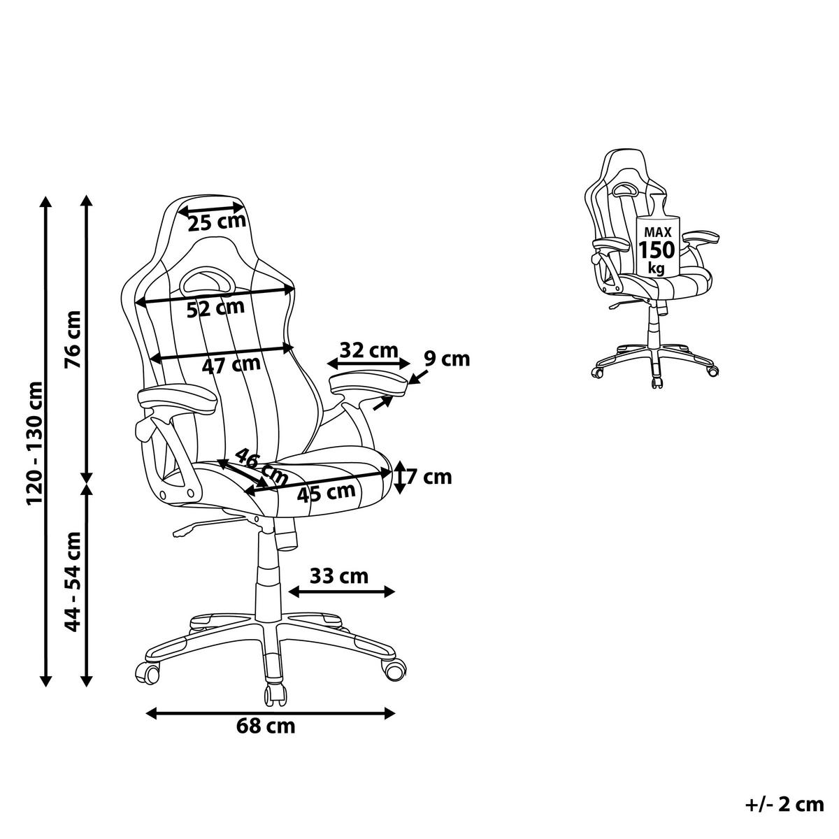 BÜROSTUHL Kunstleder Schwarz Adventure - Schwarz, Kunststoff/Textil (68/120/68cm) - Beliani