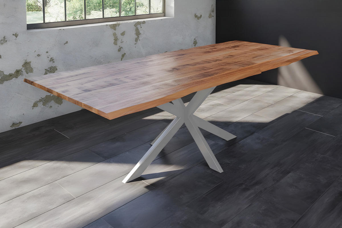 ESSTISCH DORA U - Beige/Silberfarben, Holz (100/200/77cm) - SAM