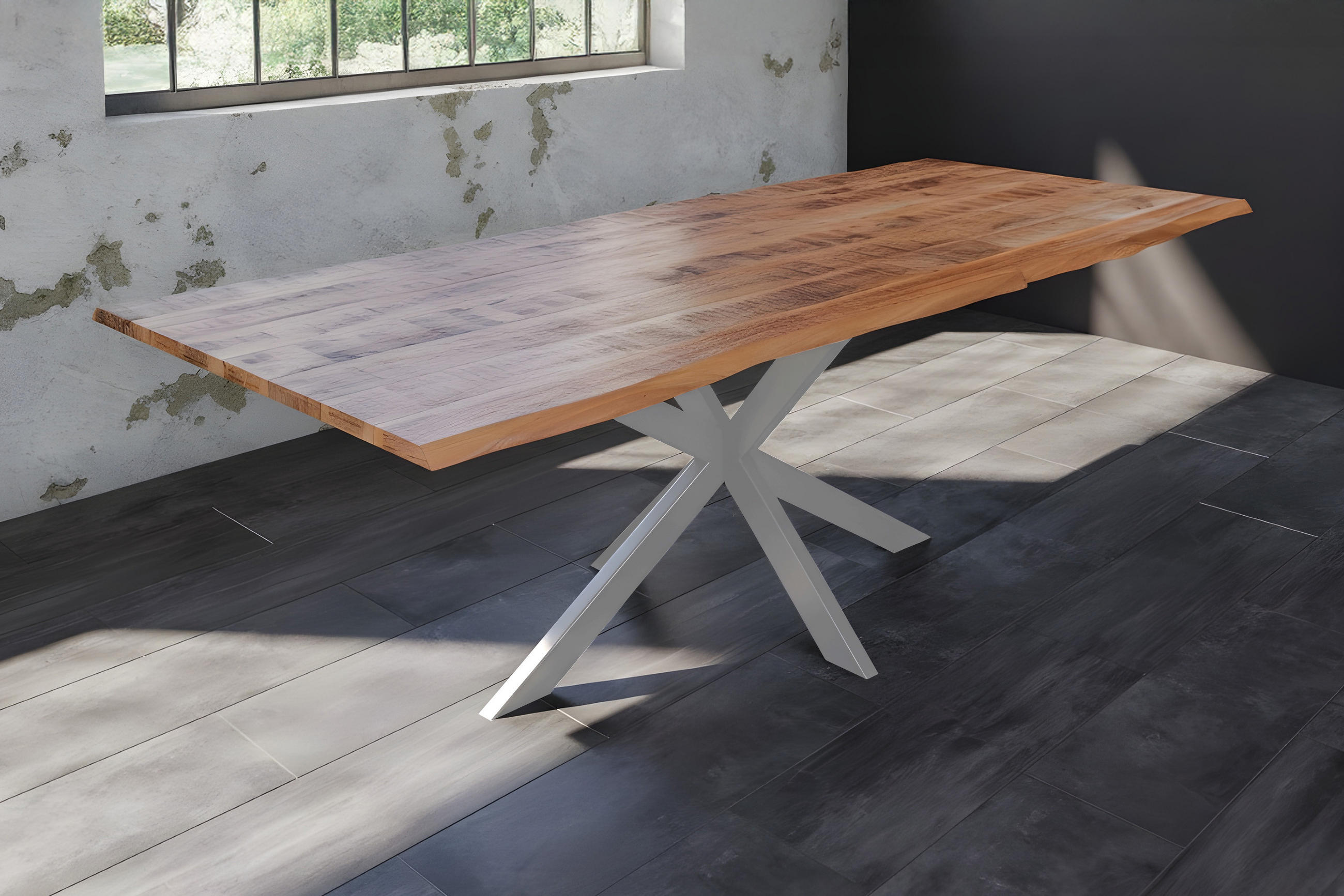 Thumbnail - SAM Esstisch, Natur, Silber, Holz, Echtholz, 300x77x100 cm, Esszimmer, Tische, Esstische