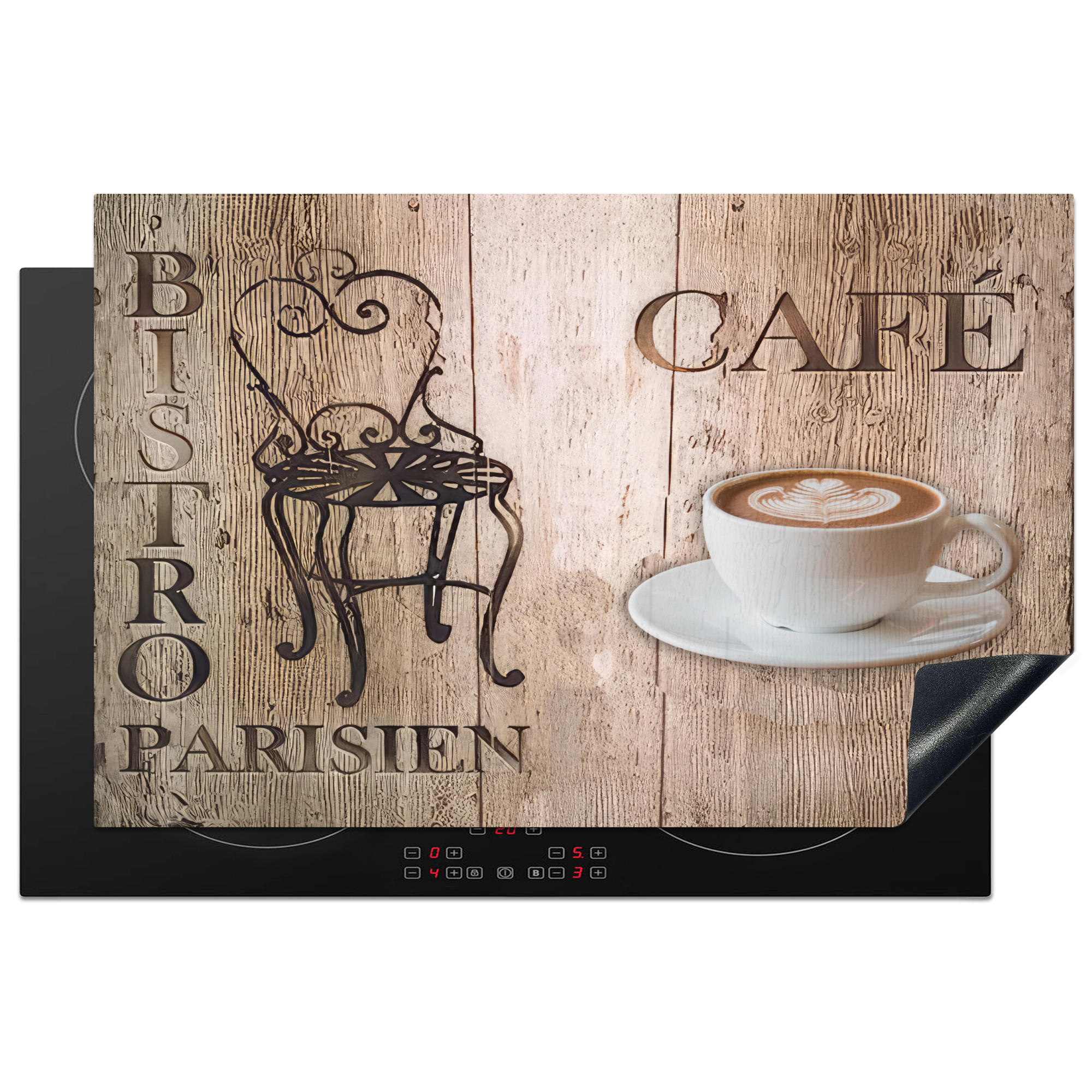 HERDABDECKPLATTE Bistro Parisien - Café - Kaffee - Jahrgang 81x52 cm - Cappuccino, Kunststoff (81.6/0.2/52.7cm) - MuchoWow