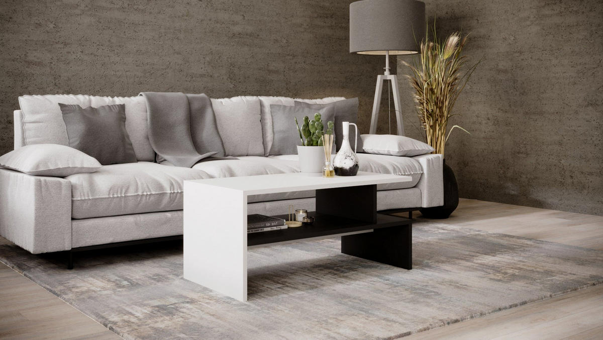 COUCHTISCH JULA 93 - Schwarz/Weiß, Holz (50/93/45cm) - Mat-Haus