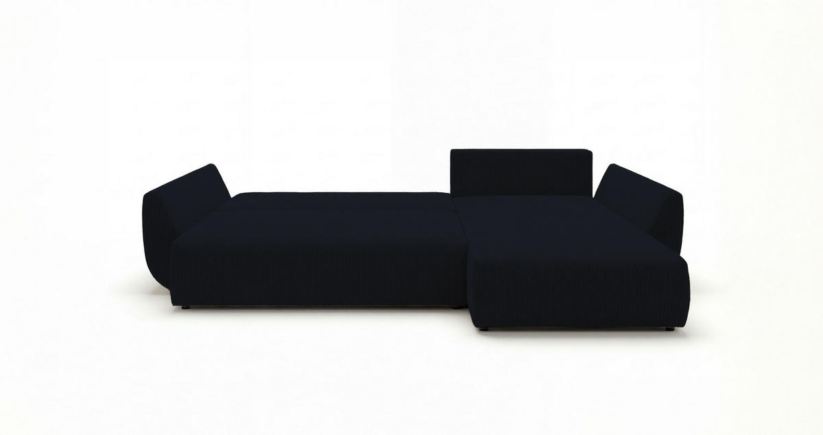 ECKSOFA SYDNEY rechts schwarz Cord Poso 135 - Schlaffunktion, Bettkasten - Schwarz, Textil (280/175cm) - Cornero