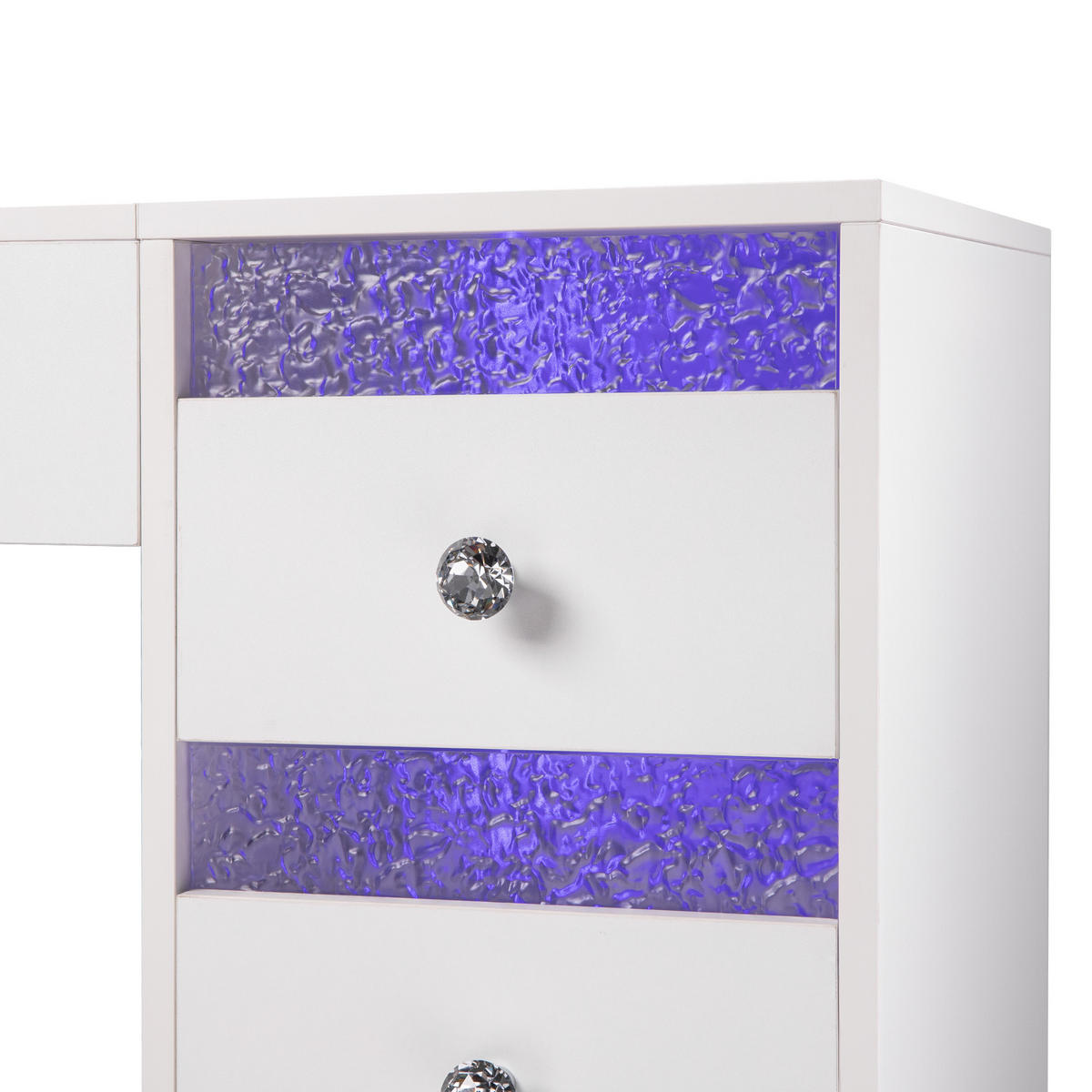 SCHMINKTISCH mit Beleuchtung 9 Schubladen Weiβ 130/55/81 CM - Weiß, Metall (130/81/55cm) - VANITII